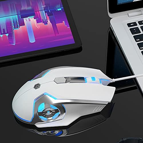 NACODEX AJ120 Fehér Gaming Mouse 6 Programozható Gombok, 4 Állítható DPI 8000 Ablak PC Gamer Galvanizáló Szárnyak Design