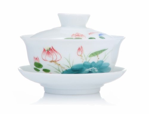 Moyishi Kézzel készített Rózsaszín Lótusz Virág Kínai Porcelán Gaiwan Hagyományos Levesestál Sancai Tea Csésze Tea Set