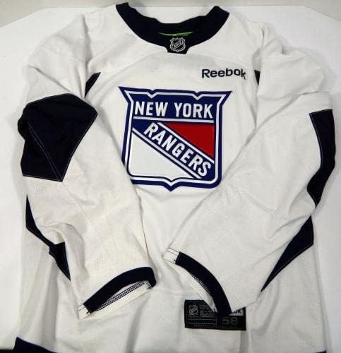 A New York Rangers Játék Használt Fehér Gyakorlat Jersey Reebok 58 DP32417 - Játék Használt NHL-Mezek