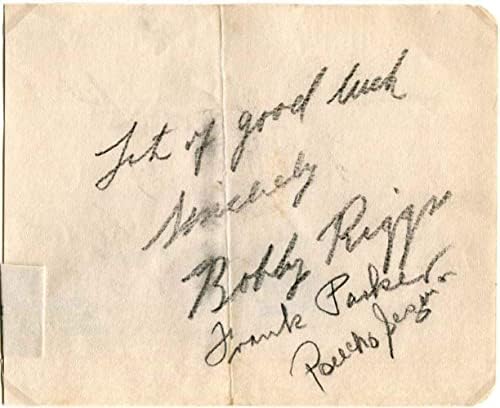 Bobby Riggs & Frank Parker & Pancho Segura autográf, aláírt album oldal szerelt