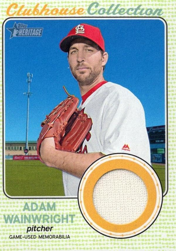 Adam Wainwright játékos kopott jersey-i javítás baseball kártya (St. Louis Cardinals) 2017 Topps Örökség Klubház Gyűjtemény