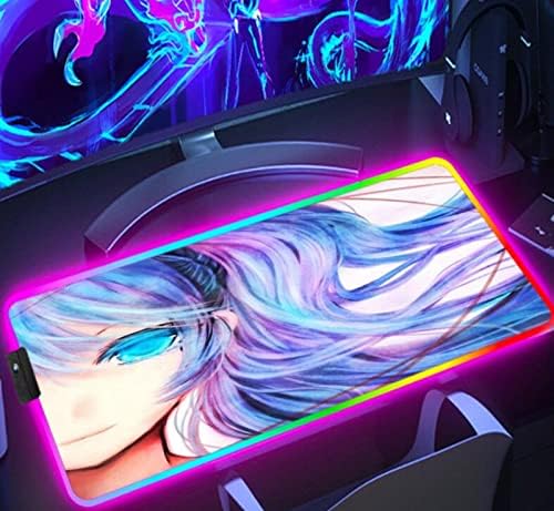 Egérpadok RGB Számítógépes Egér Pad Anime Lány Gamer Billentyűzet-Gaming Mat Háttérvilágítás Háttérvilágítás XXL Nagy
