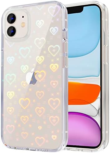Tksafy iPhone 11 Esetben Tiszta, Csillogó Aranyos Lézer Holografikus Szerelmes Szív Minta a Nők, Lányok, Anti-Semmiből