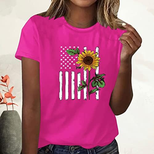 2023 Női Felsők Aranyos Napraforgó Nyomtatás póló Rövid Ujjú O-Nyakú Póló Nyári Alkalmi Grafikai Tshirt Tunika Blúz