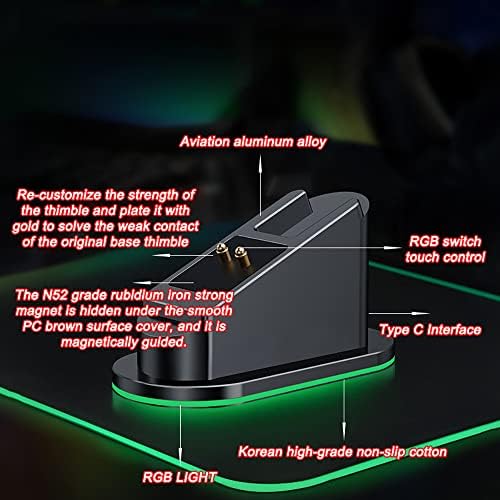 Egér, Vezeték nélküli, Fém Áram Töltés Dock Aranyozott Alap RGB MOD Razer Logitech G Pro X Vezeték nélküli Superlight