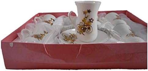 Istikana Porcelán török Közel-Keleti Kis Tea Csésze Készlet 6 (Arany Daisy)