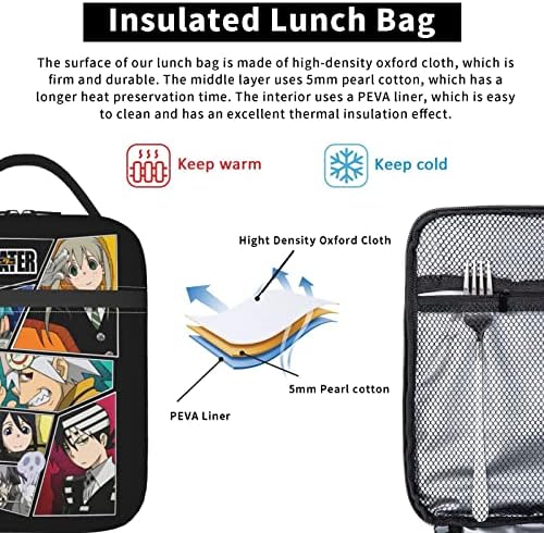 Anime Soul Eater Ebéd Bag 3d Nyomtatott Vízálló Ebédet Hordozható Újrafelhasználható Szigetelt Ebéd Tote Bags Az Iskola