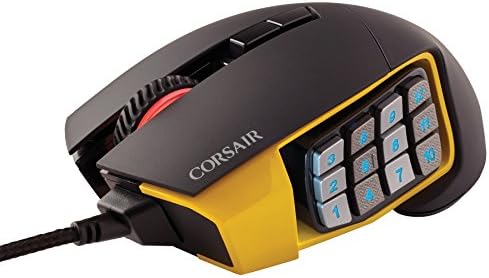 CORSAIR SCIMITAR Pro RGB - MMO Gaming Mouse - 16,000 DPI Optikai Érzékelő - 12 Programozható Oldalsó Gombok - Sárga