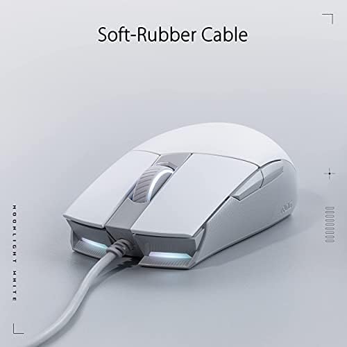 ASUS ROG Strix Hatása II Holdfény Fehér Gaming Mouse | Kétkezes, Könnyű Design, 6200 DPI Optikai Érzékelő, Push-Fit