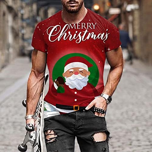 XXBR Férfi pólók Karácsonyi Mikulás Nyomtatás Katona Rövid Ujjú Felsők Vicces Karácsonyi Grafikus Fél Slim Fit Muscle