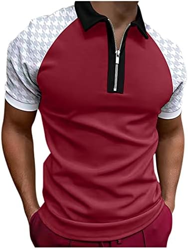 lcepcy Férfi Tshirt Cipzár Elterjedt Gallér Alkalmi Póló, Csíkos, Hosszú Ujjú Slim Fit Golf Póló Férfi póló, Sportos