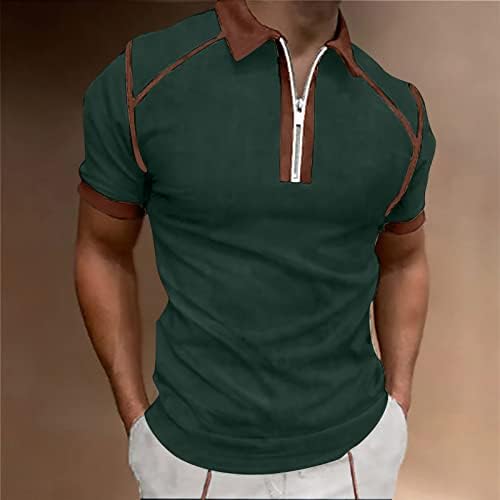 lcepcy Férfi Tshirt Cipzár Elterjedt Gallér Alkalmi Póló, Csíkos, Hosszú Ujjú Slim Fit Golf Póló Férfi póló, Sportos