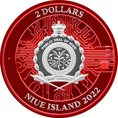2022 DE a Bitcoin Powerchrome PowerCoin Zöld Blokklánc Piros 1 Óz Ezüst Érme 2$ Niue 2022 BU Brilliant Uncirculated