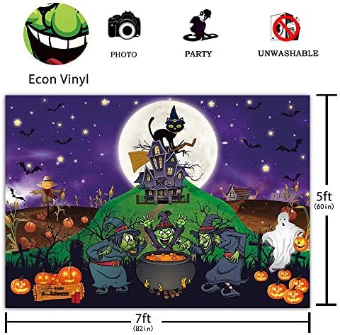 Funnytree 7x5ft Halloween Party Hátteret Boszorkányok Hold Éjjel Kísértetjárta Ház Macska Fotózás Háttér Tök Ijesztő