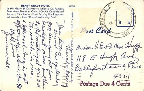 Henry Grady Hotel Atlanta, Georgia GA Eredeti, Régi Képeslap, 1966
