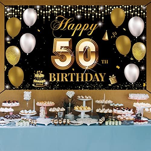 HTDZZI 50 Születésnapi Banner Hátteret, Boldog, hogy az 50-es Szülinapi Dekoráció, Férfiak, Nők, 50 Éves Születésnapi