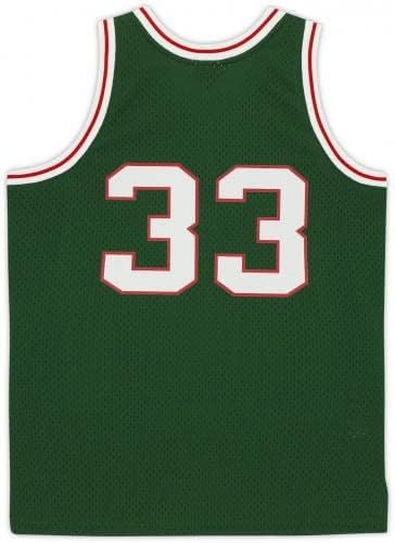 Kareem Abdul-Jabbar Milwaukee Bucks Dedikált Zöld 1971 Mitchell & Ness-i Replika Jersey-ben, hogy ROY 69-70 Felirat,
