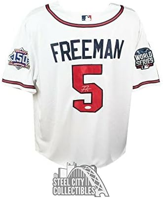 Freddie Freeman Dedikált 2021 World Series Bátrabbak Nike Baseball Jersey - SZÖVETSÉG - Dedikált MLB Mezek