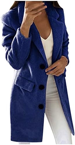 FOVIGUO Nyissa ki az Elülső Ünnep Kabátok Női Hüvely Teljes Kabátok, Alkalmi Munka Poliészter Kényelmes Zseb-Kényelmes,