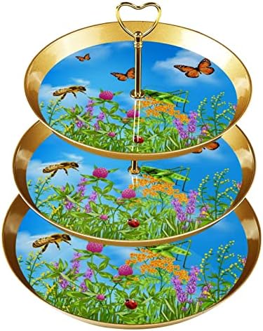 Nyáron a Rovarok Pillangó Három Alapvető Torta Állvány Gyümölcs Lemez Desszertek, Sütemények, Édesség, Gyümölcs Svédasztalos