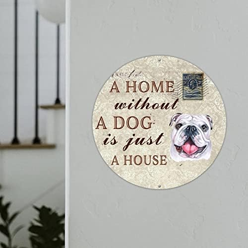 Egy Otthon, Kutya Nélkül Csak Egy Ház Kerek Fém Adóazonosító Jel Retro Kopott Bélyeg Saját kutyafajták Koszorú Alá Koszorú
