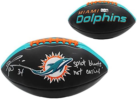 Ricky Williams Aláírt Miami Dolphins Hímzett Fekete NFL Labdarúgó-a Split Alapanyag Nem Hordozza Felirat Ezüst, Festék