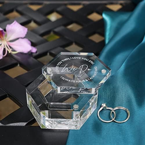 EIFLR Vésett Akril Gyűrű Doboz Esküvő Ékszer Gyűrű Hordozója Doboz Javaslat Eljegyzési (Hatszög D)