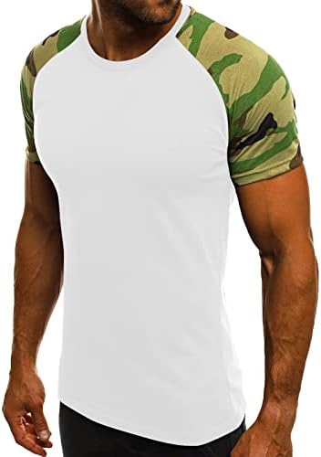 Férfi Terepszínű T-Shirt Rövid Ujjú Álcázás Rendszeres Fit Katonai Felső Hadsereg Stílusú Kerek Nyak Tshirts Edzés A