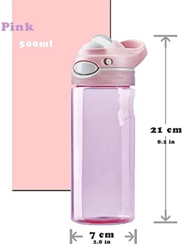 DEARART 2-Pack 16oz Rózsaszín Üveg Vizet, Szürke Víz, Üveg Nélkül, Szalma, Széles Száj, BPA FREE Kezelni Kis vizes Palackok