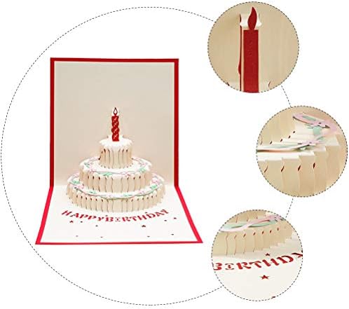 ABOOFAN 2DB 3D-s Születésnapi Torta Üdvözlőlapok saját Készítésű Szülinapi Torta Áldás Kártyák (Vörös) Fél Javára