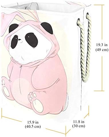 Cuki Panda Egy Rózsaszín Nyúl Rajzfilm Stílusú 300D Oxford PVC, Vízálló Szennyestartót Nagy Kosárban a Takaró Ruházat,