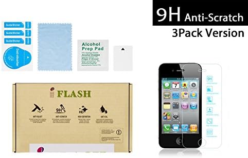 IFLASH 3 Csomag Edzett Üveg kijelző Védő fólia Apple iPhone 4S/4 - Átlátszó Kristálytiszta / 2.5 D Lekerekített Szélek