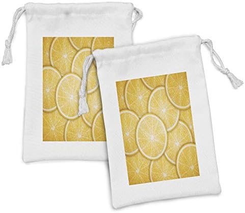 Lunarable Sárga Szövet táska 2, Citrusfélék, Narancs, Citrom Vágott Szelet Gyümölcs Minta Modern Ihletett Művészet Print,