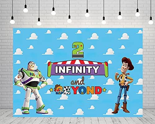 Két Infinity Túl Hátteret 2. Születésnapi Party Kellékek 5x3ft Toy Story Fotó Háttérrel Két Végtelen, de Túl a Téma