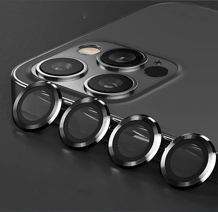HAISAIDE iPhone 12 Pro Max (6.7 Hüvelyk) Kamera Lencséjét Védő，Fém Független, Objektív Védő Fólia（Fekete ）